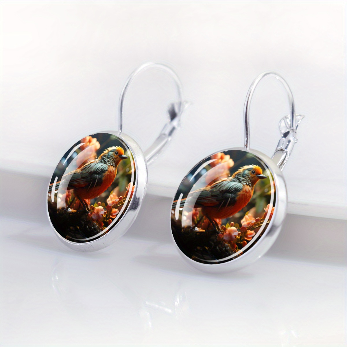 Rustic-Style Hummingbird Theme Earrings